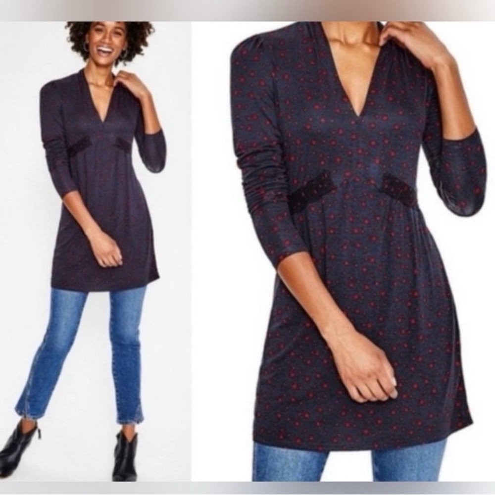 Boden Navy and Red Tunic Top